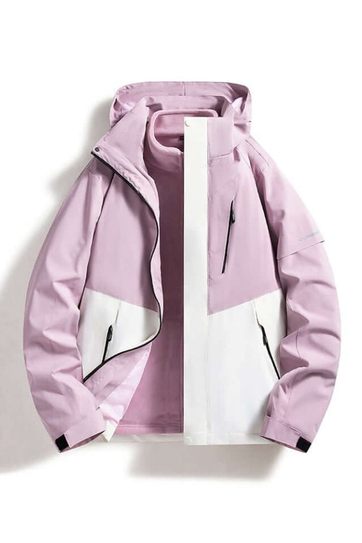 Women's Coat Waterproof Hooded Two-Tone Outdoor Jacket