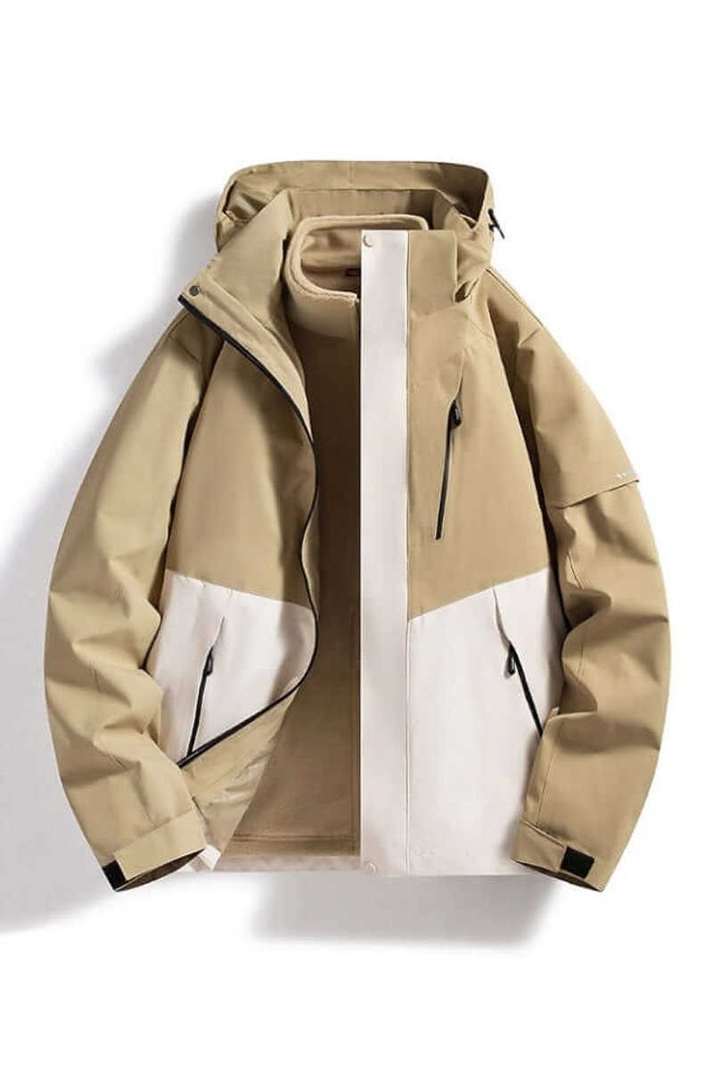 Women's Coat Waterproof Hooded Two-Tone Outdoor Jacket