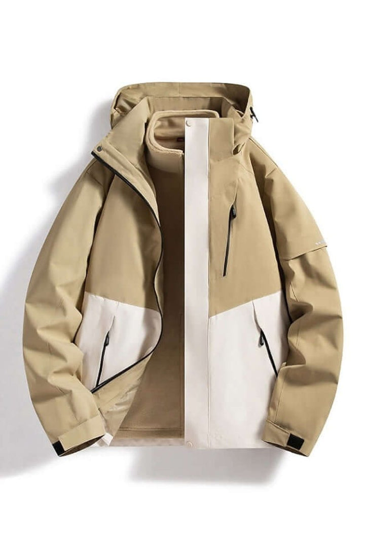 Women's Coat Waterproof Hooded Two-Tone Outdoor Jacket