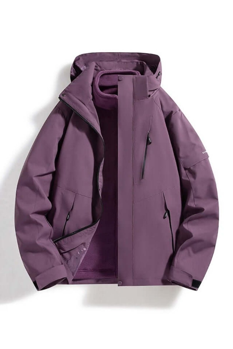 Women's Coat Waterproof Hooded Two-Tone Outdoor Jacket
