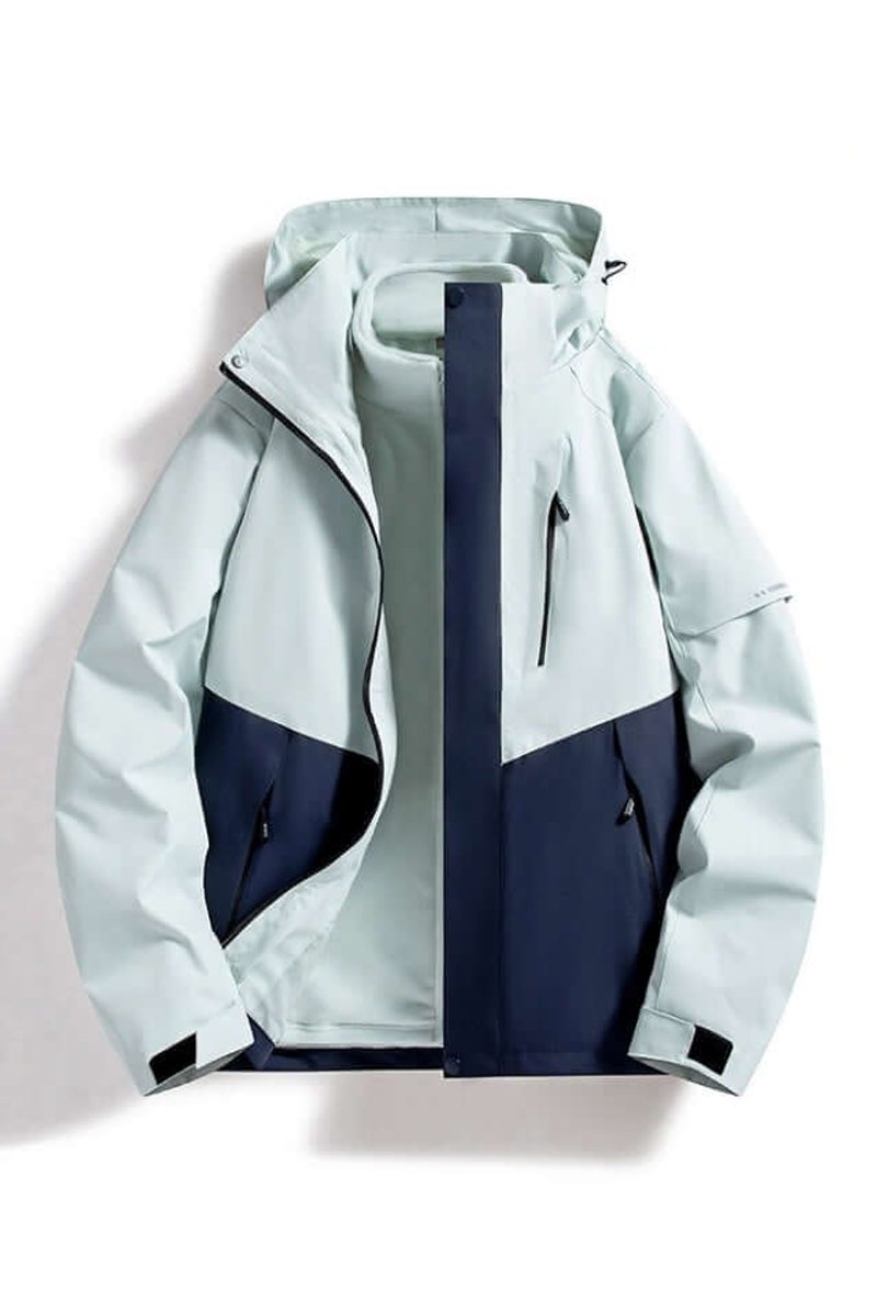 Women's Coat Waterproof Hooded Two-Tone Outdoor Jacket