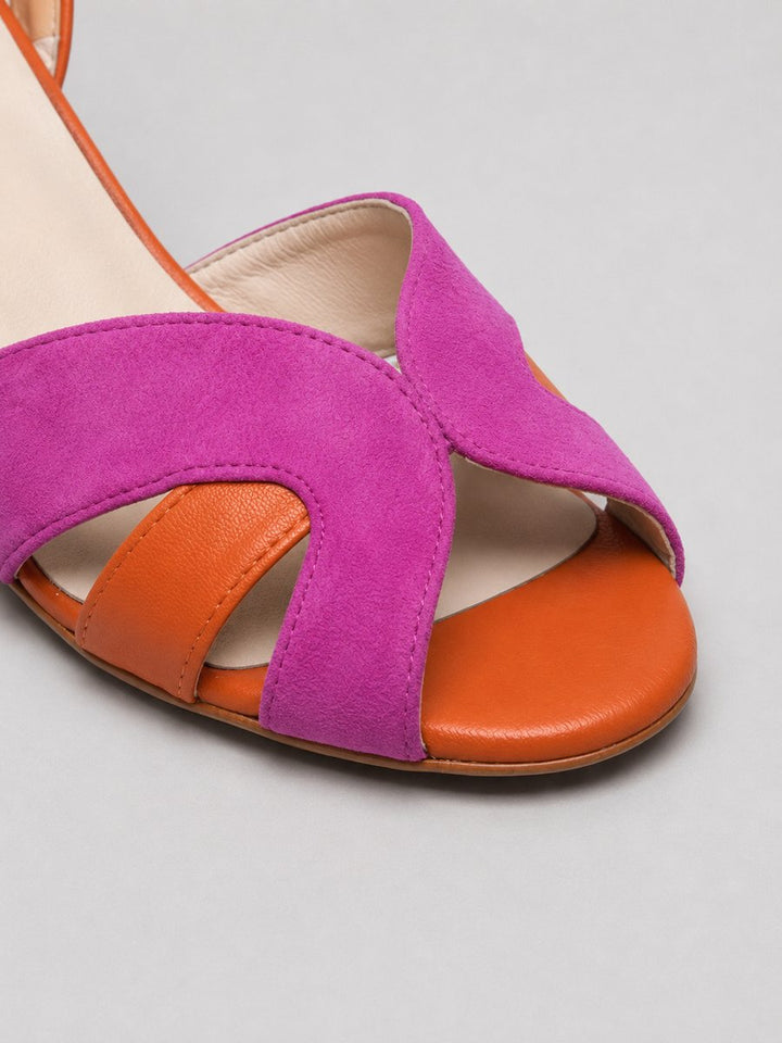 Women's Colour Block Block-Heel Sandals Cushioned Crossover Strap
