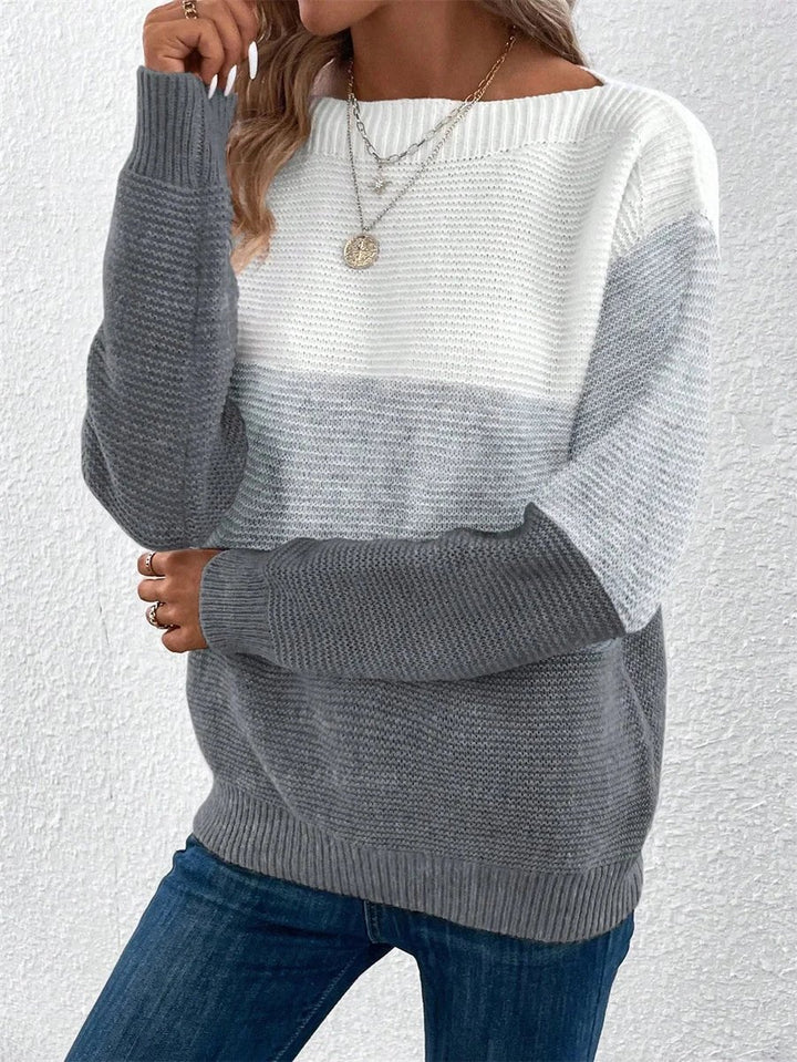 Women's Colourblock Patchwork Knitted Jumper Relaxed Fit