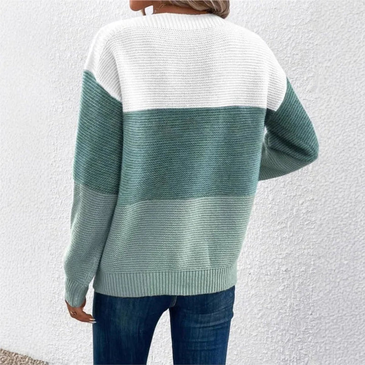 Women's Colourblock Patchwork Knitted Jumper Relaxed Fit