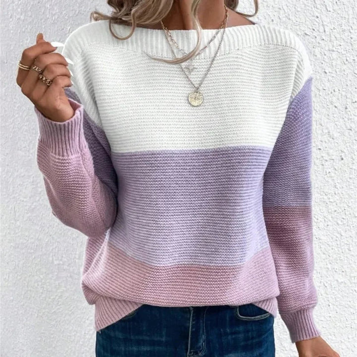Women's Colourblock Patchwork Knitted Jumper Relaxed Fit
