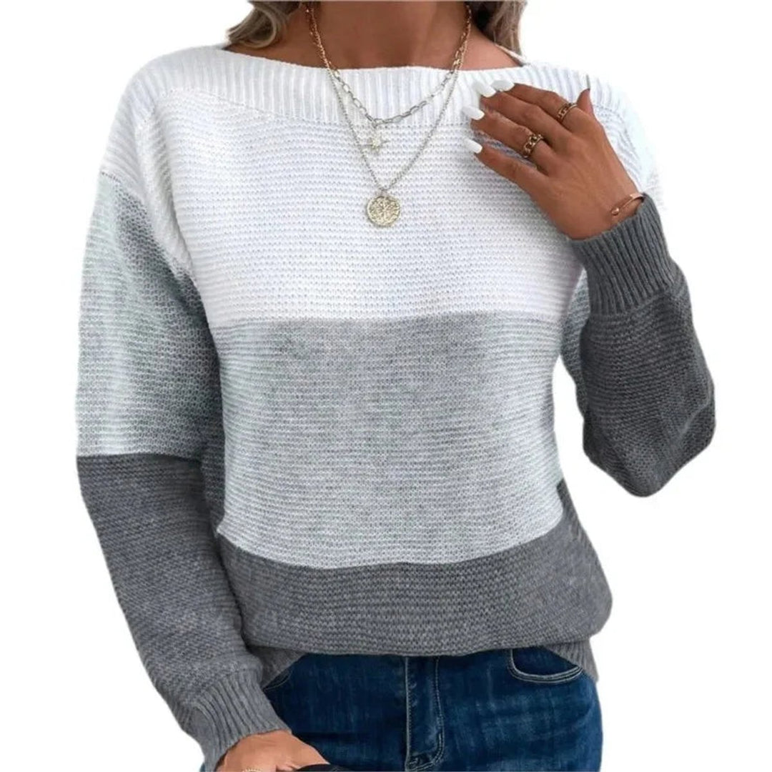 Women's Colourblock Patchwork Knitted Jumper Relaxed Fit