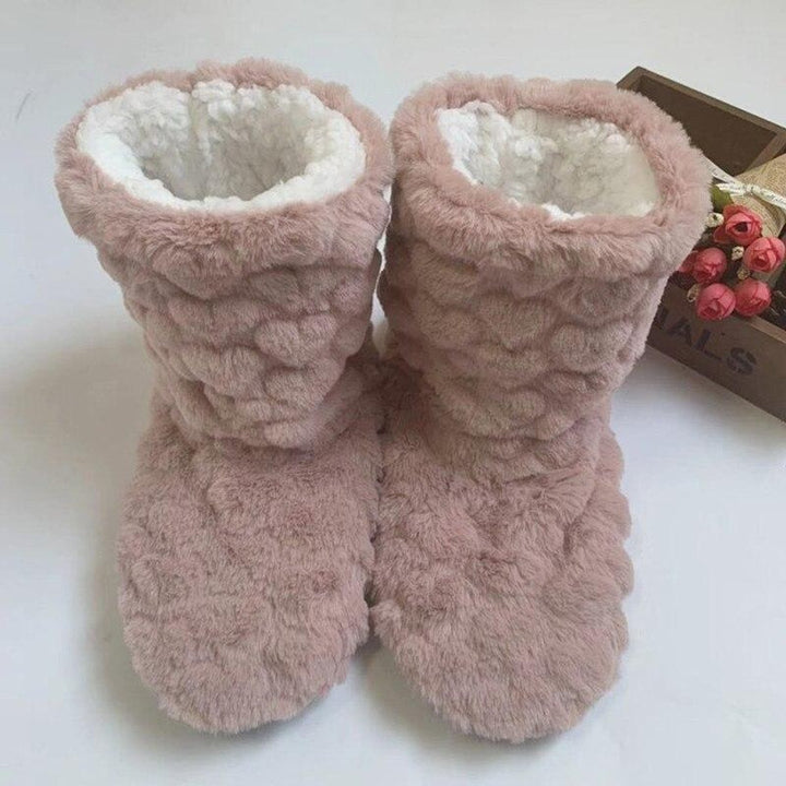 Women's Cosy Ankle Boot Slippers Fluffy Slip-On Indoor Booties