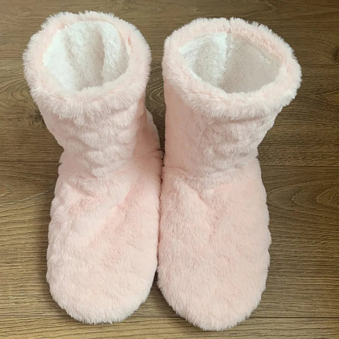 Women's Cosy Ankle Boot Slippers Fluffy Slip-On Indoor Booties