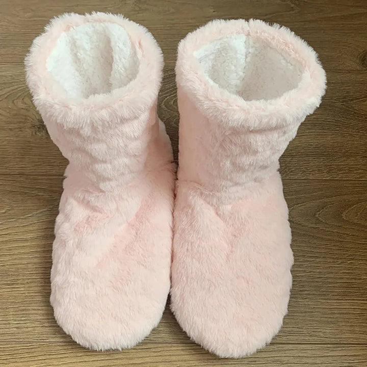Women's Cosy Ankle Boot Slippers Fluffy Slip-On Indoor Booties