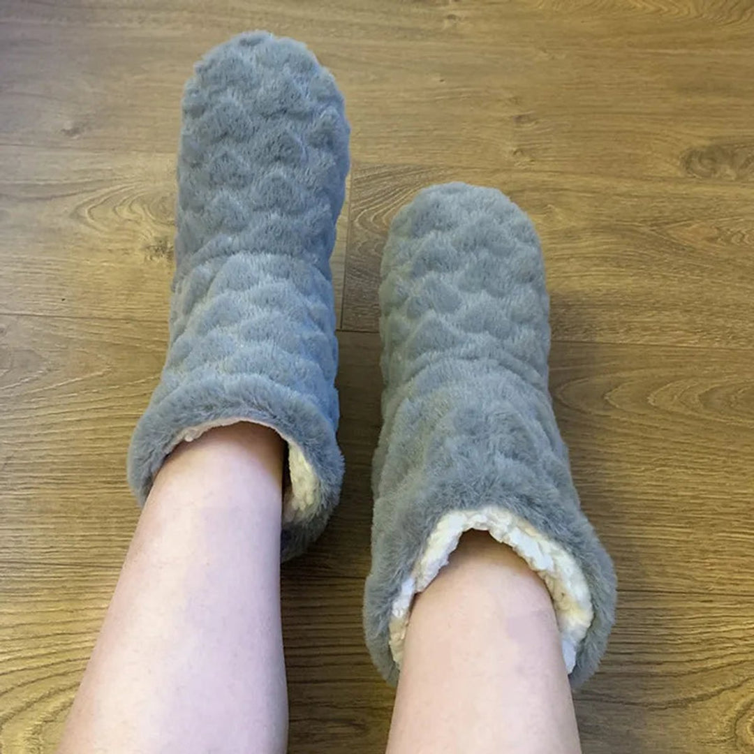 Women's Cosy Ankle Boot Slippers Fluffy Slip-On Indoor Booties