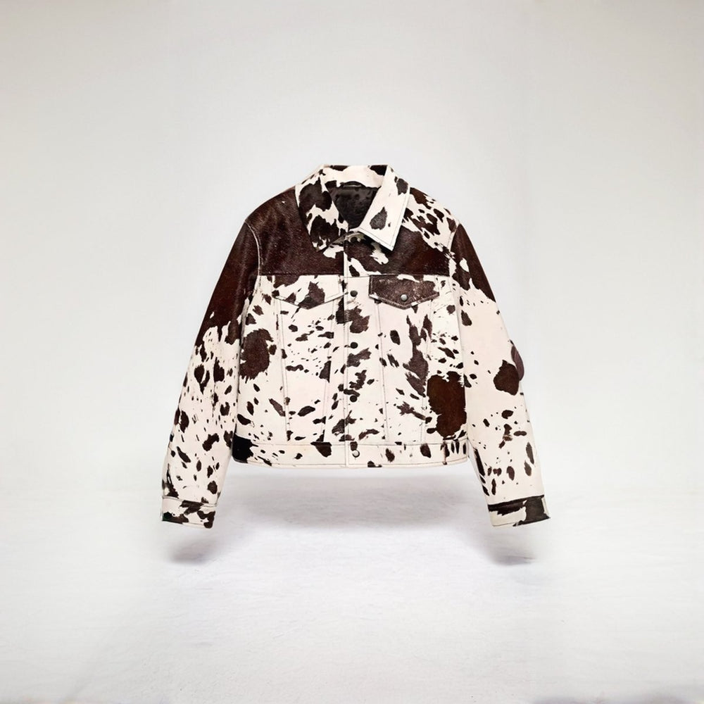 Women's Cow Print Single-Breasted Structured Coat Jacket
