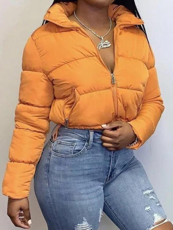 Women's Cropped Ladies Puffer Jacket Lightweight Padded Coat