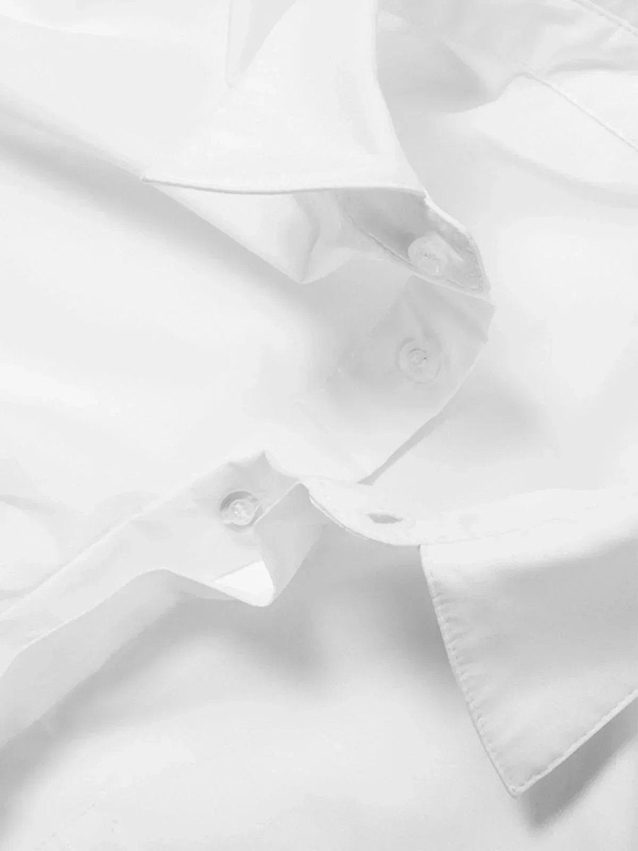 Women's Cropped Long-Sleeve Blouse Button-Up Collared Shirt