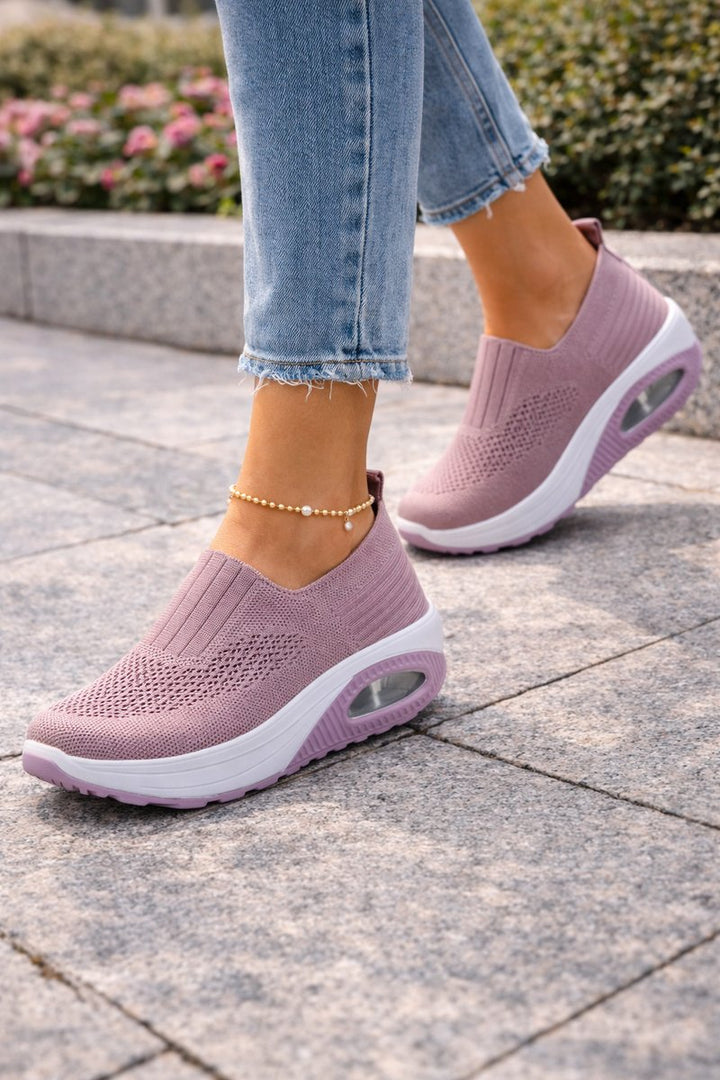Women's Cushioned Knit Slip-On Walking Trainers