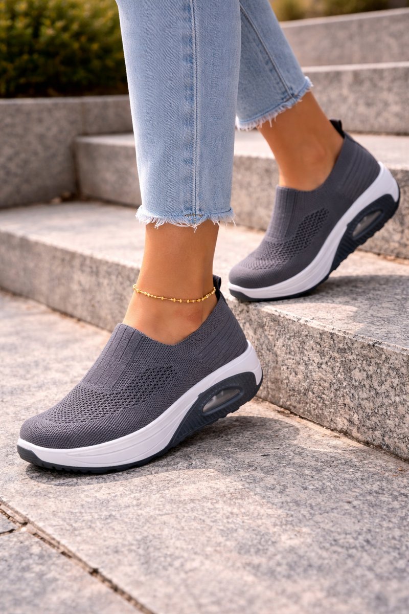 Women's Cushioned Knit Slip-On Walking Trainers