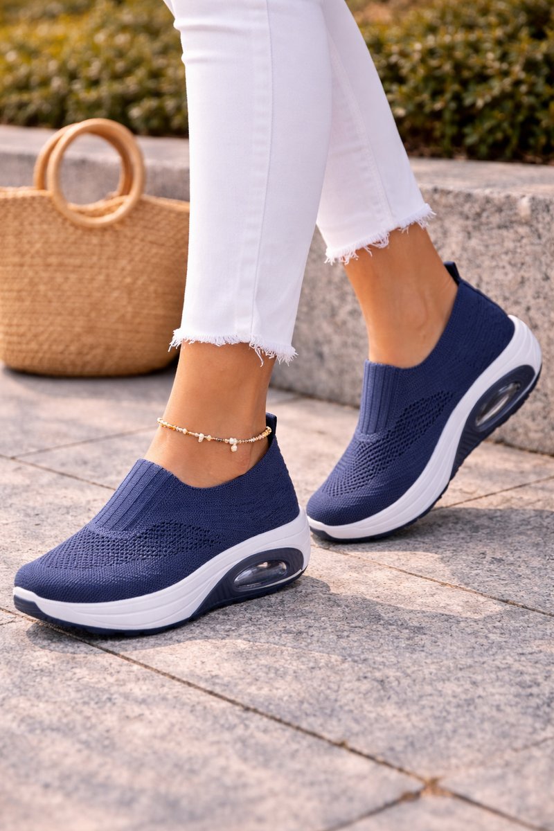 Women's Cushioned Knit Slip-On Walking Trainers