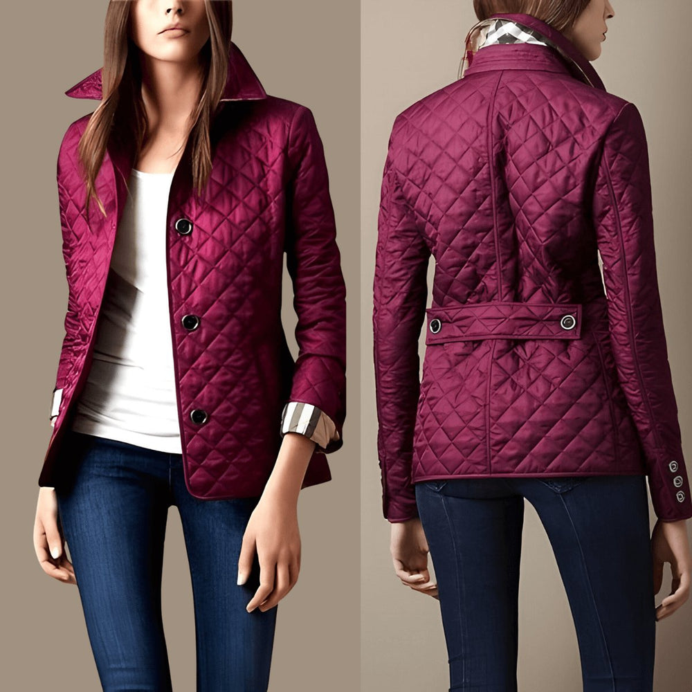 Women's Diamond-Quilted Button-Up Ladies Puffer Jacket Coat