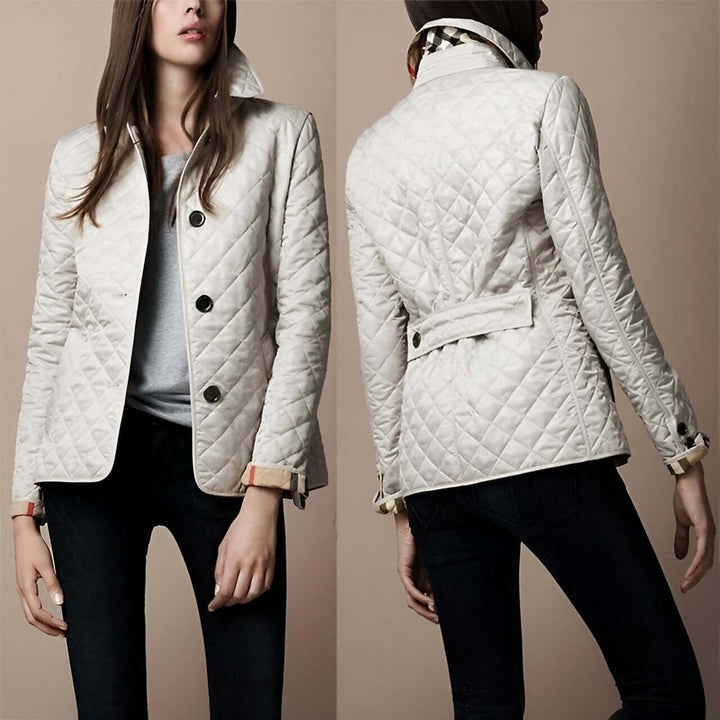 Women's Diamond-Quilted Button-Up Ladies Puffer Jacket Coat