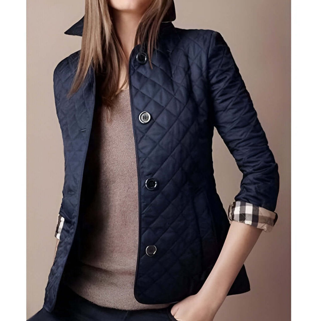 Women's Diamond-Quilted Button-Up Ladies Puffer Jacket Coat