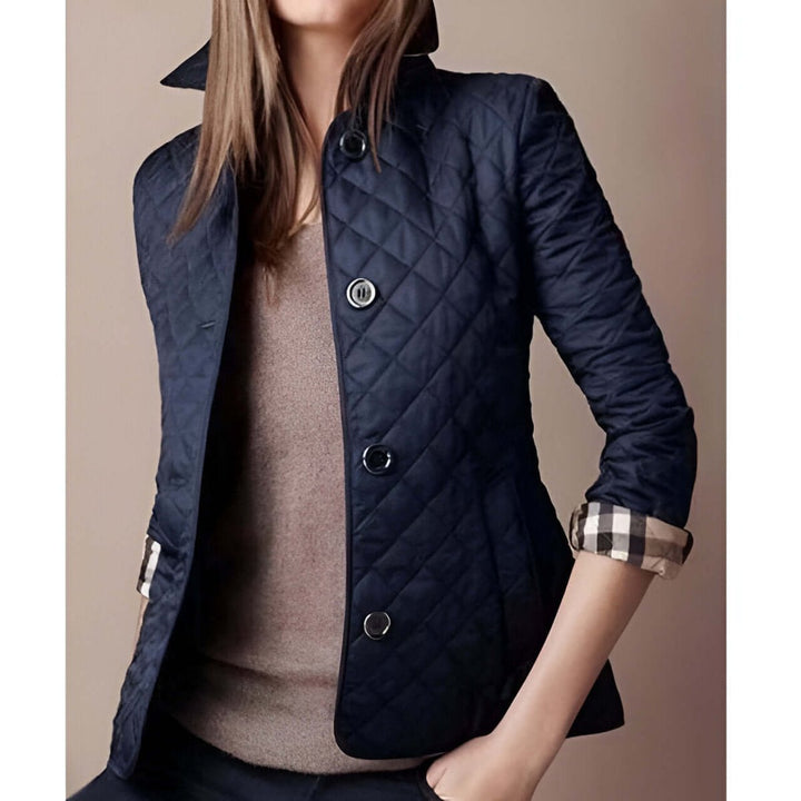 Women's Diamond-Quilted Button-Up Ladies Puffer Jacket Coat