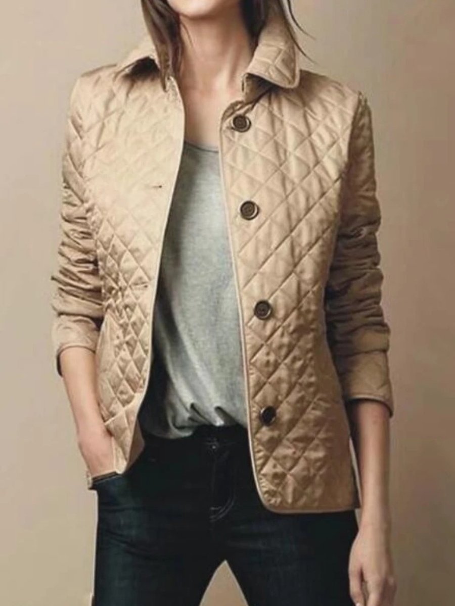 Women's Diamond-Quilted Snap-Button Ladies Puffer Jacket Coat