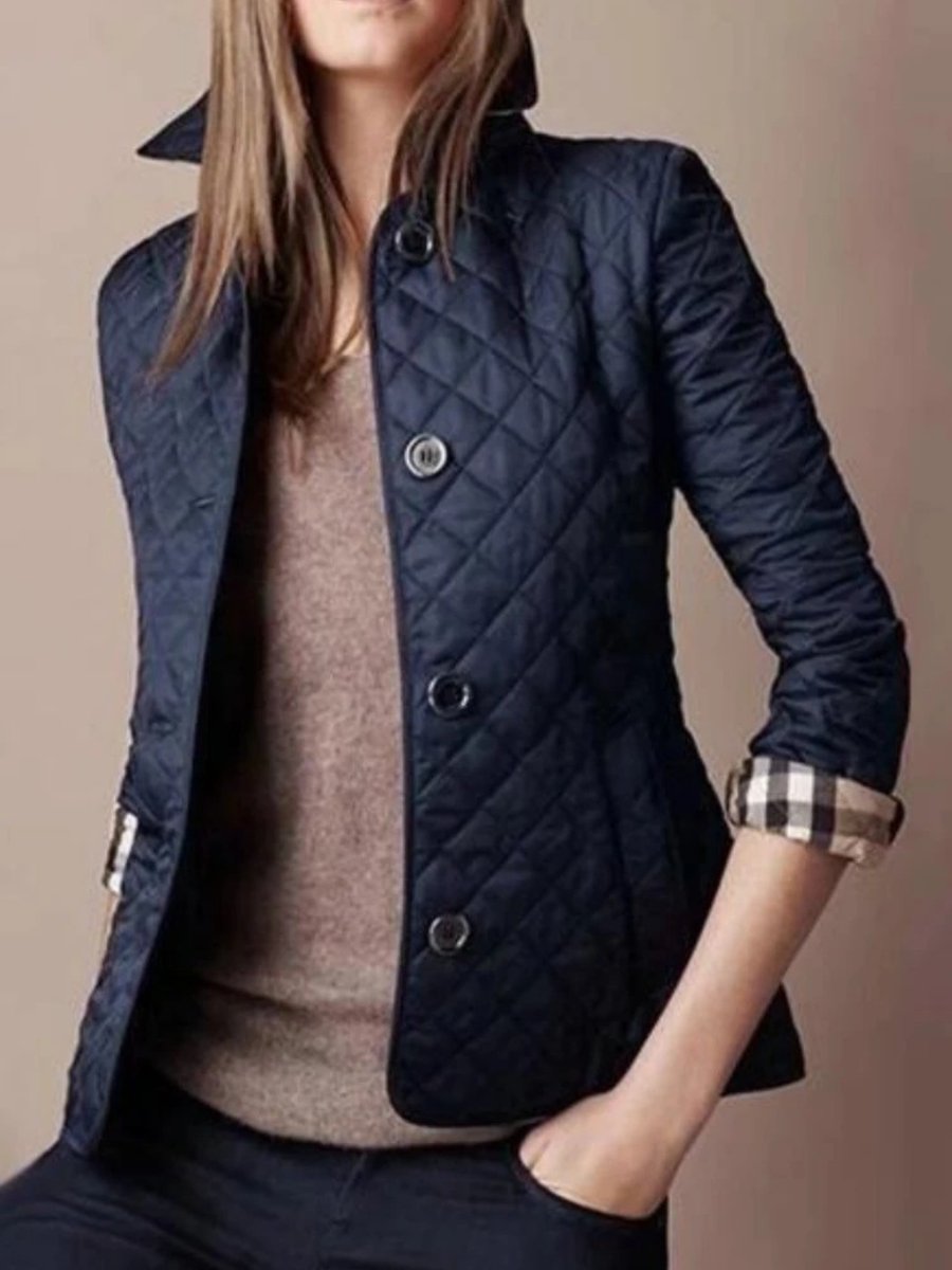 Women's Diamond-Quilted Snap-Button Ladies Puffer Jacket Coat