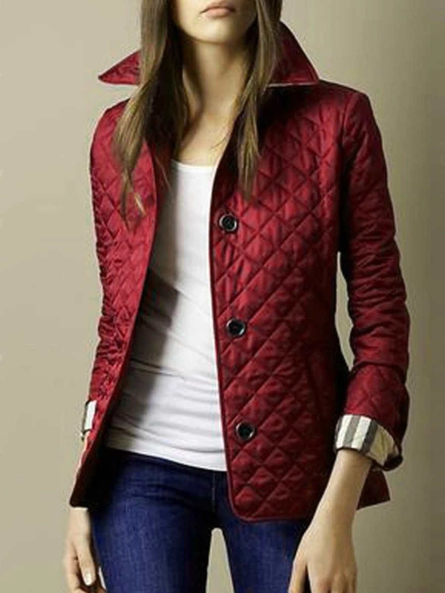 Women's Diamond-Quilted Snap-Button Ladies Puffer Jacket Coat