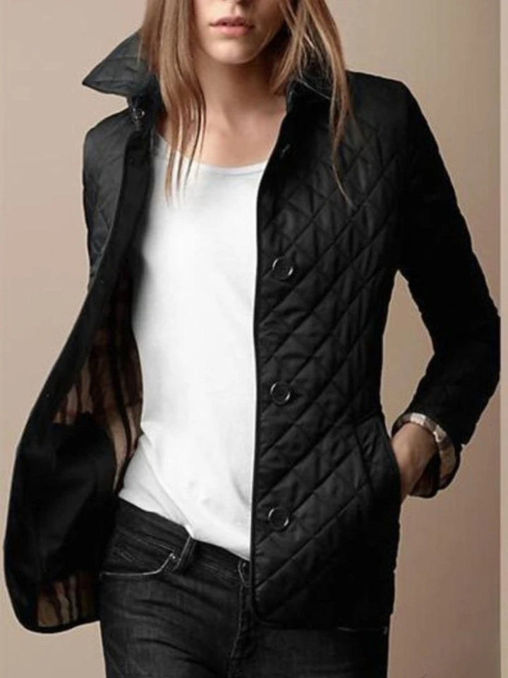 Women's Diamond-Quilted Snap-Button Ladies Puffer Jacket Coat