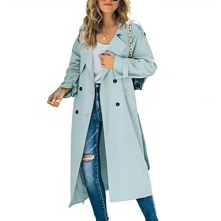 Women's Double-Breasted Belted Lapel Trench Coat