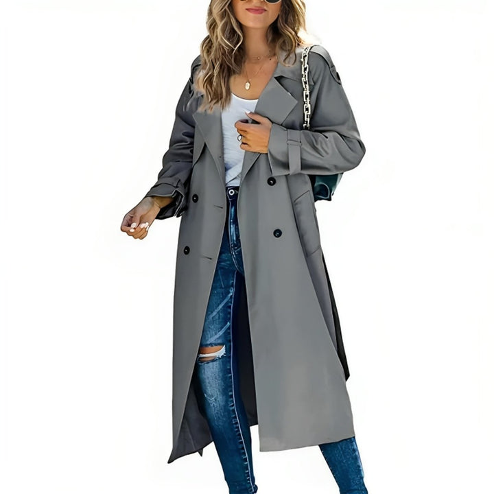 Women's Double-Breasted Belted Lapel Trench Coat