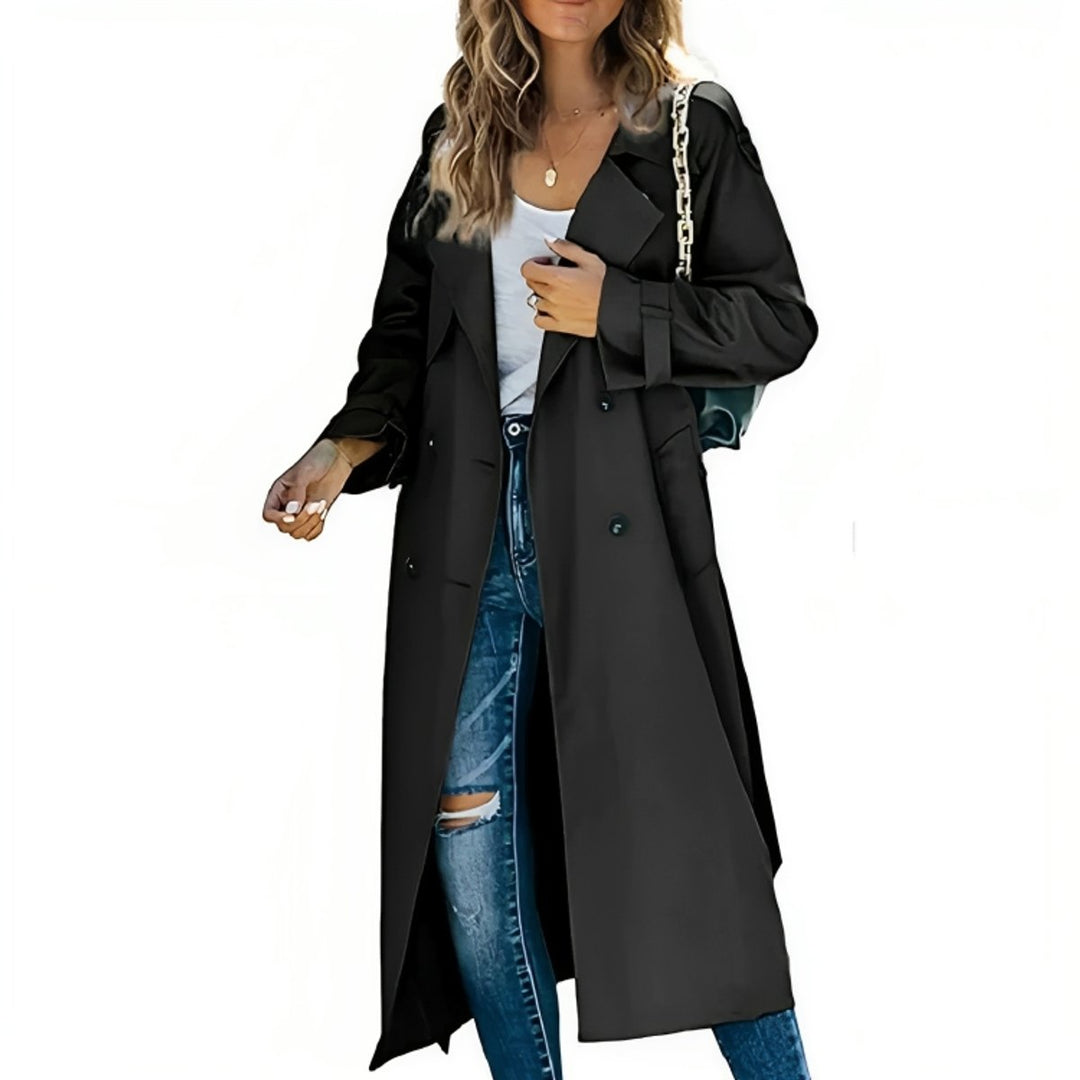 Women's Double-Breasted Belted Lapel Trench Coat
