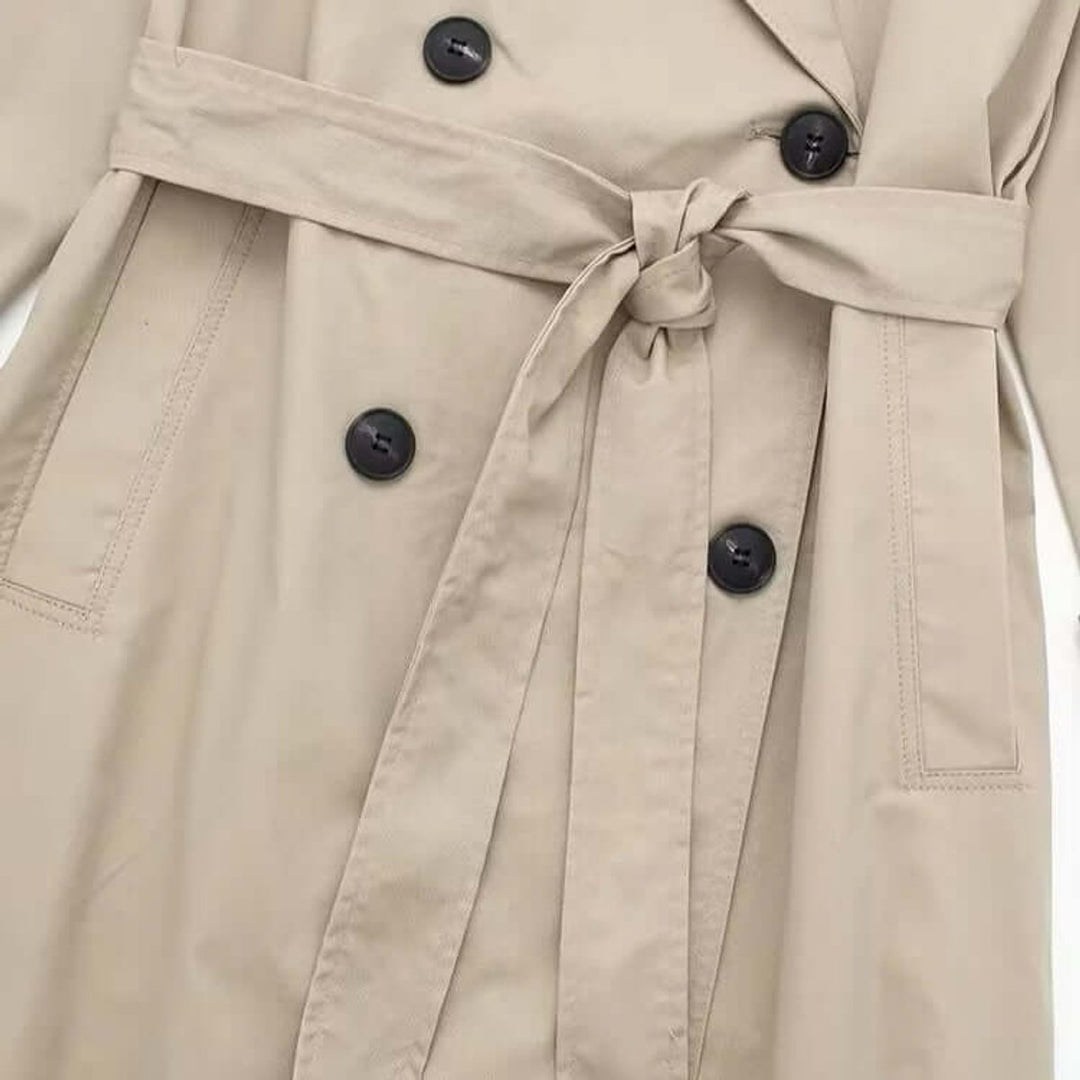 Women's Double-Breasted Belted Longline Trench Coat