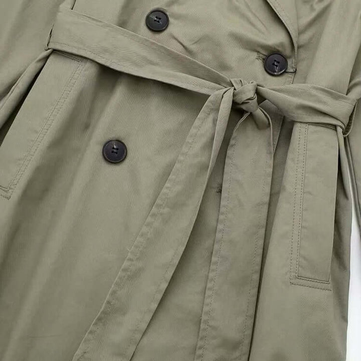 Women's Double-Breasted Belted Longline Trench Coat