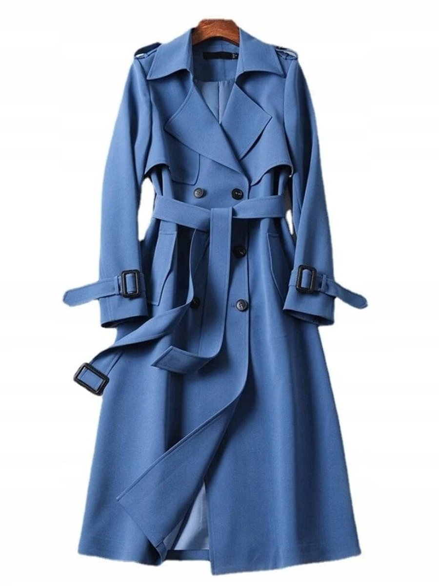 Women's Double-Breasted Belted Midi Trench Coat