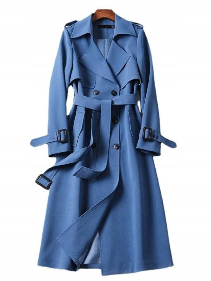 Women's Double-Breasted Belted Midi Trench Coat