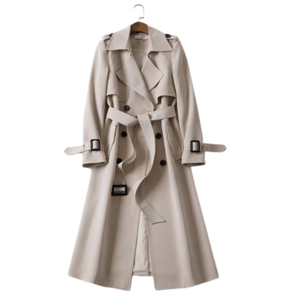 Women's Double-Breasted Belted Midi Trench Coat
