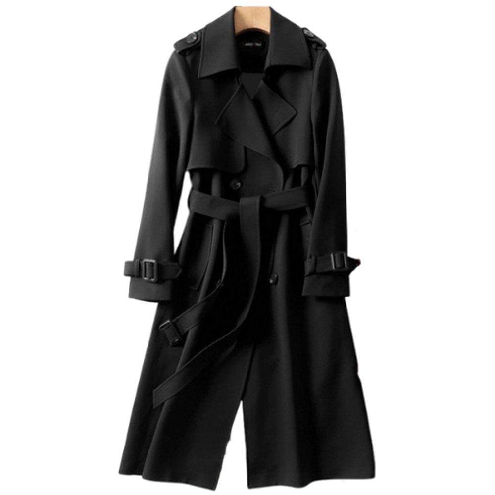 Women's Double-Breasted Belted Midi Trench Coat