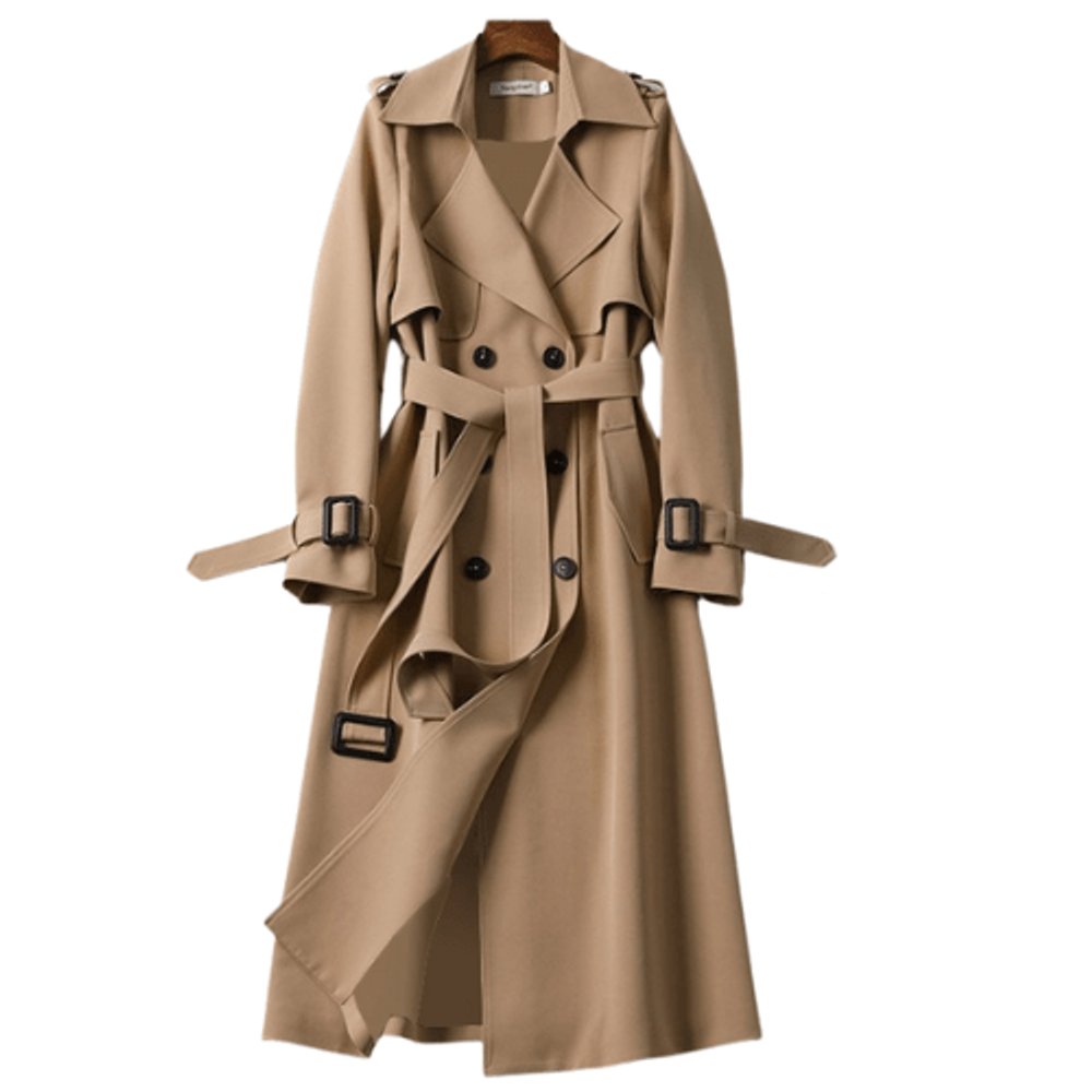 Women's Double-Breasted Belted Midi Trench Coat