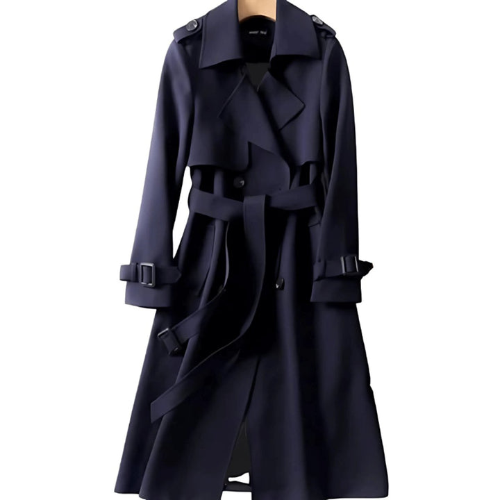 Women's Double-Breasted Belted Trench Coat Long Fit