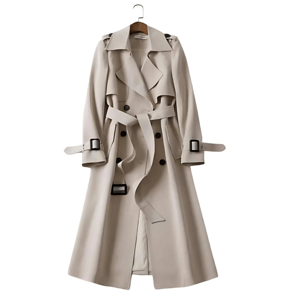 Women's Double-Breasted Belted Trench Coat Long Fit