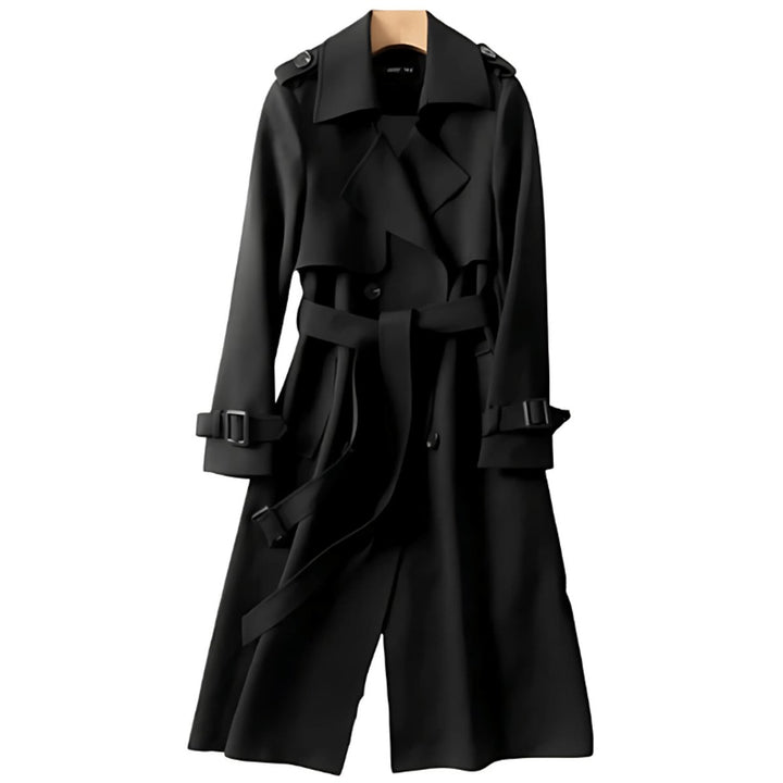 Women's Double-Breasted Belted Trench Coat Long Fit