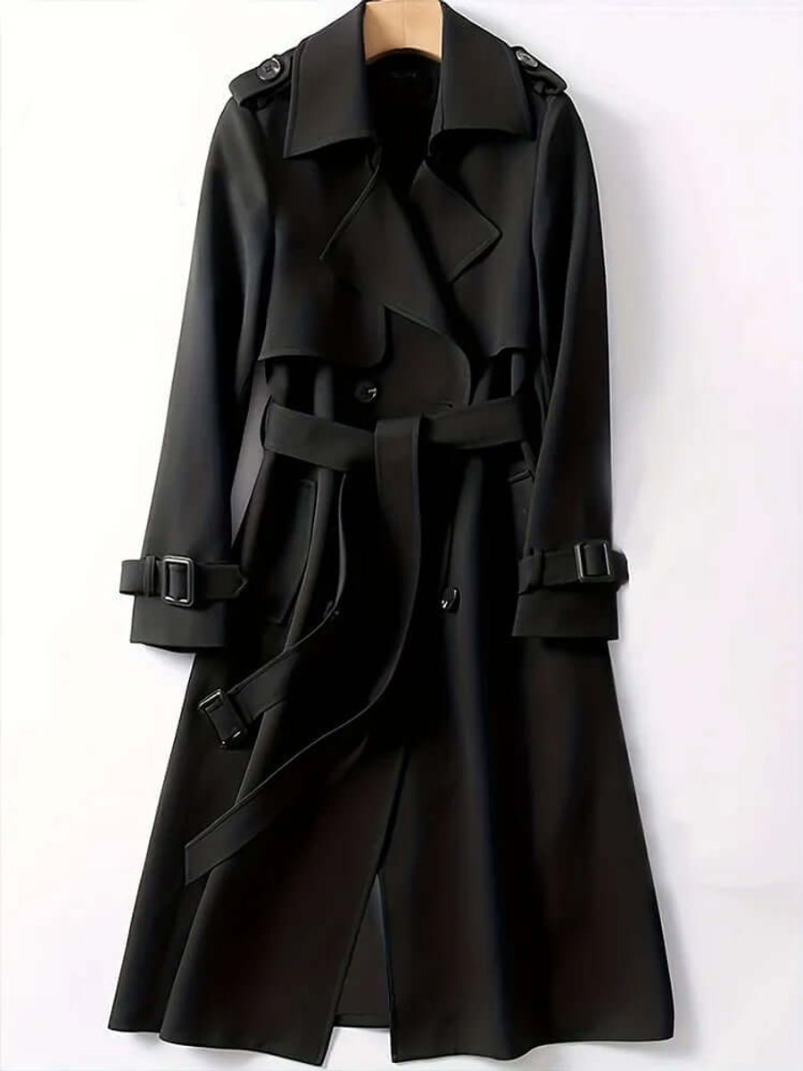 Women's Double-Breasted Belted Trench Coat Long Outerwear