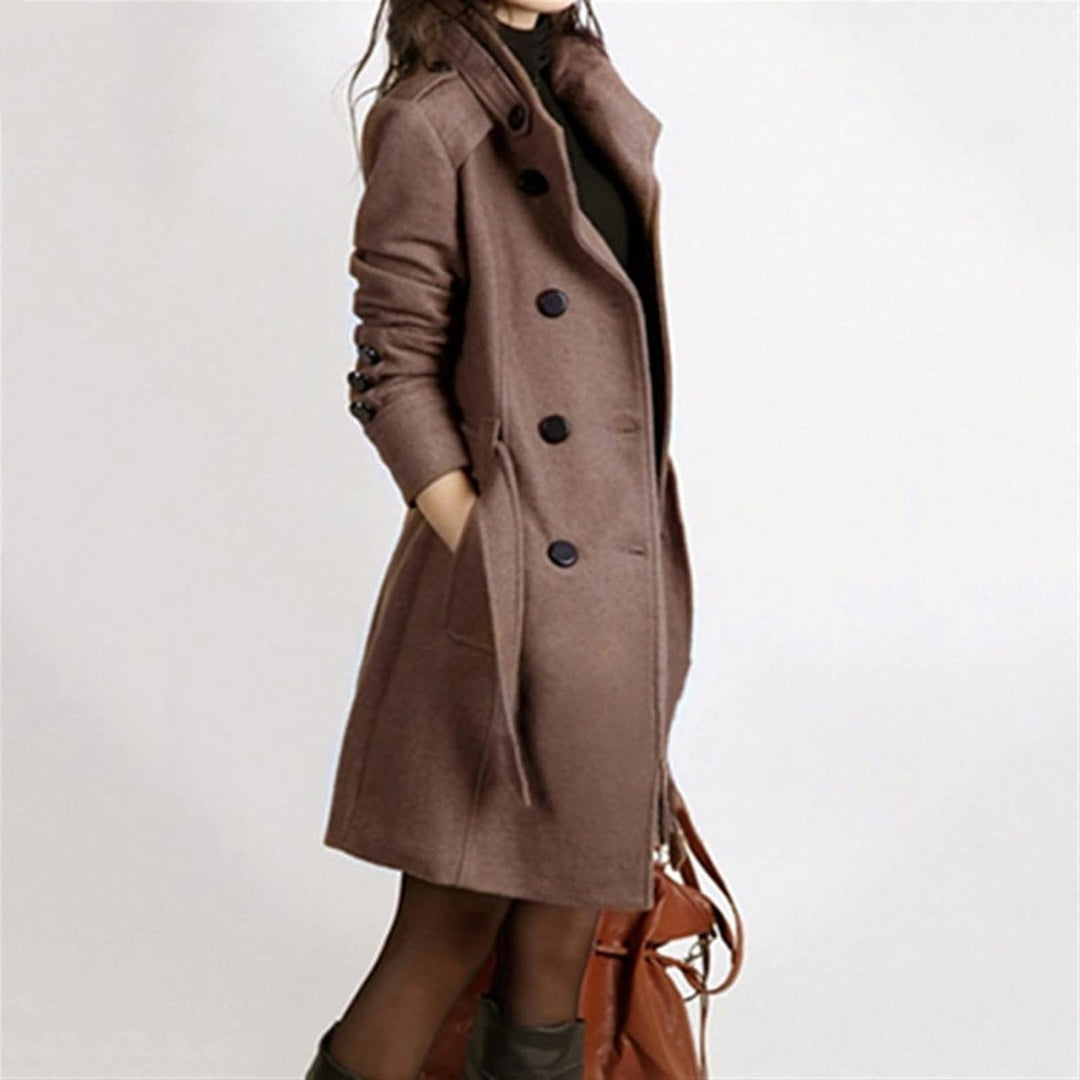 Women's Double-Breasted Belted Wool Coat Trench