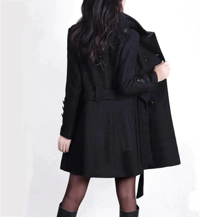Women's Double-Breasted Belted Wool Coat Trench