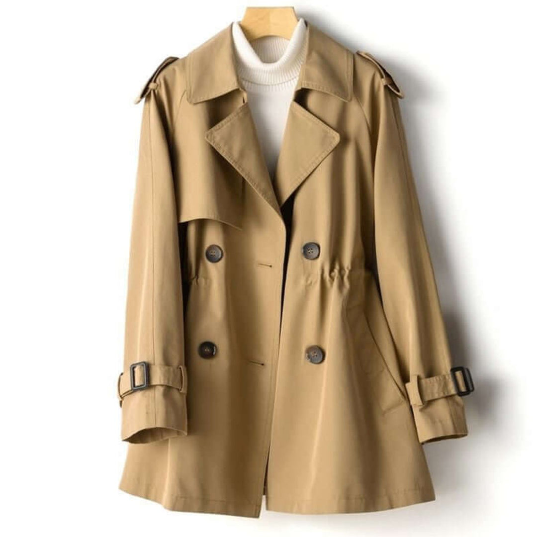 Women's Double-Breasted Tailored Trench Coat Notched Lapel