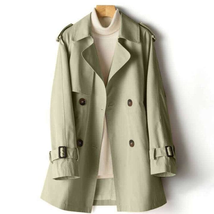 Women's Double-Breasted Tailored Trench Coat Notched Lapel