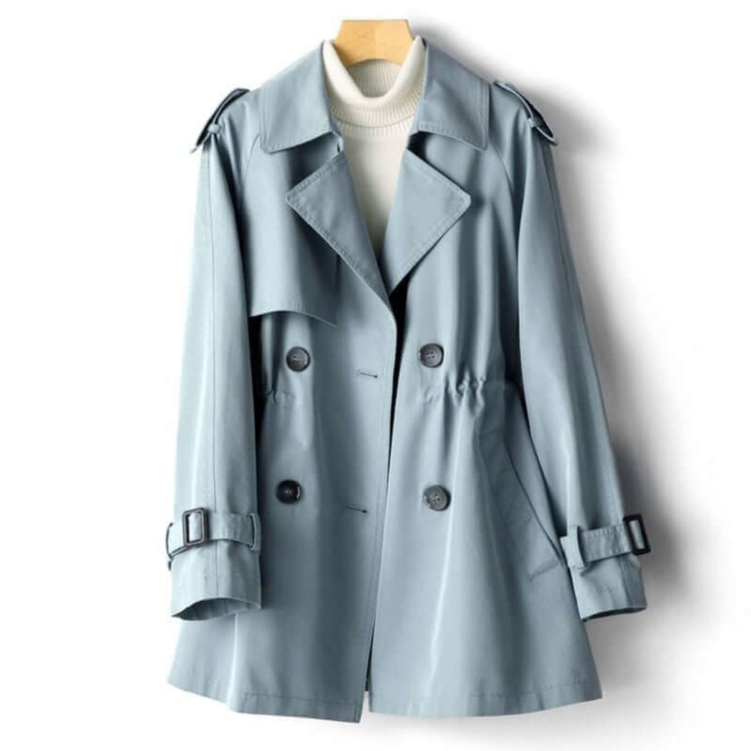 Women's Double-Breasted Tailored Trench Coat Notched Lapel