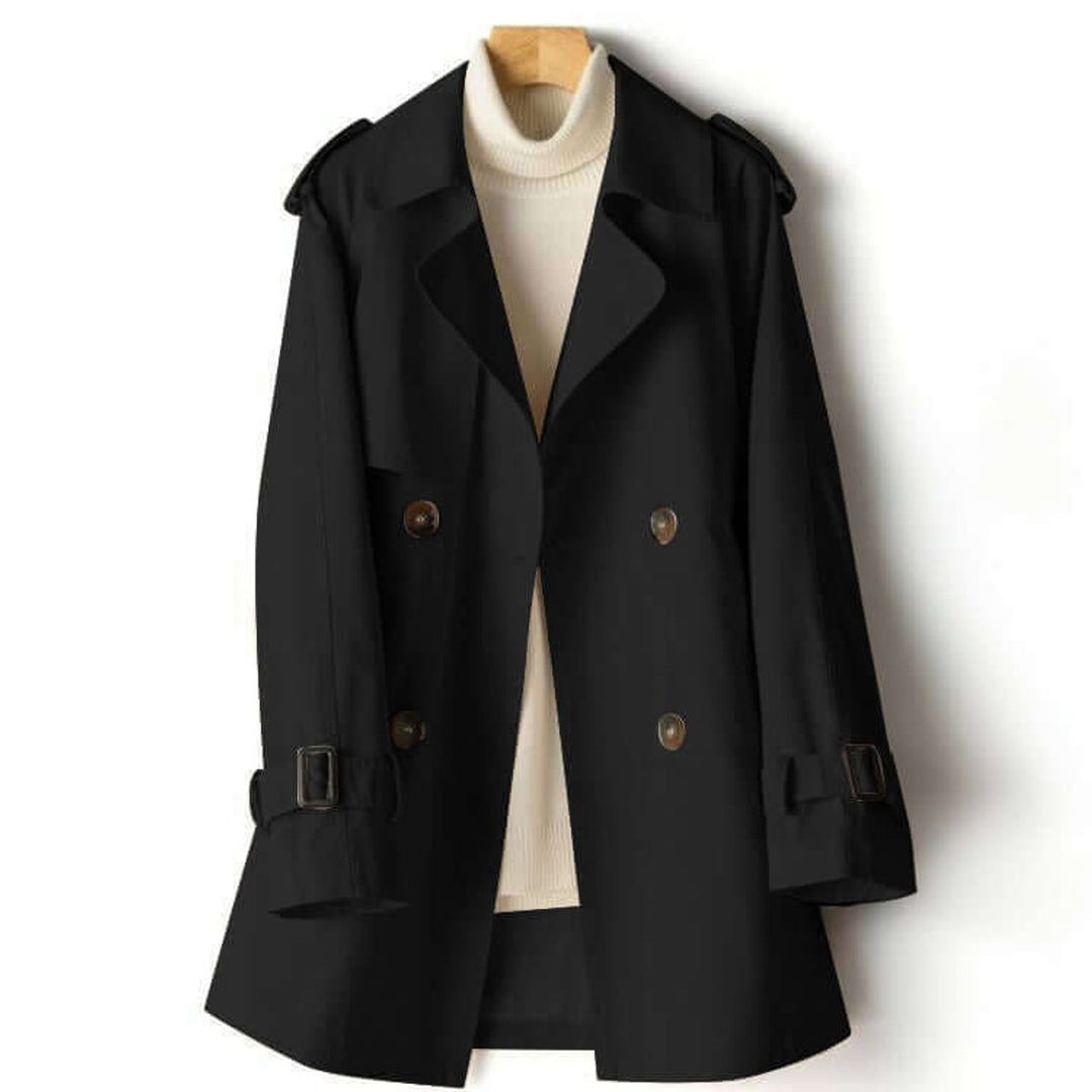 Women's Double-Breasted Tailored Trench Coat Notched Lapel