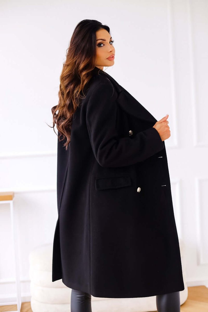 Women's Double-Breasted Wool Coat Long Lapel Trench Coat