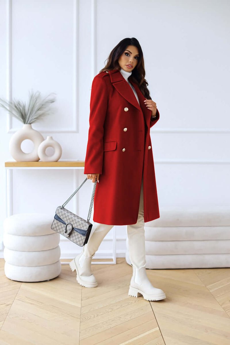 Women's Double-Breasted Wool Coat Long Lapel Trench Coat